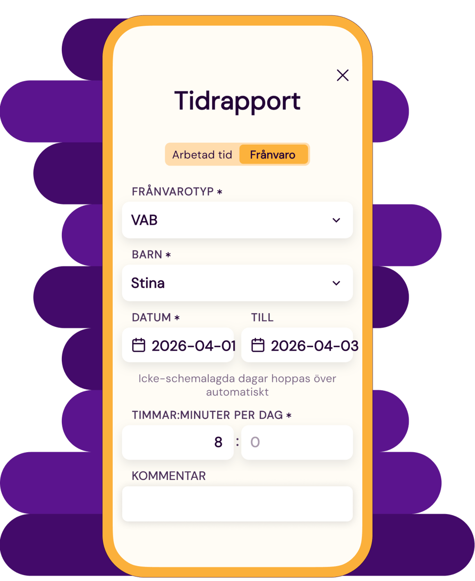 Tid och frånvaro i Kleer-appen