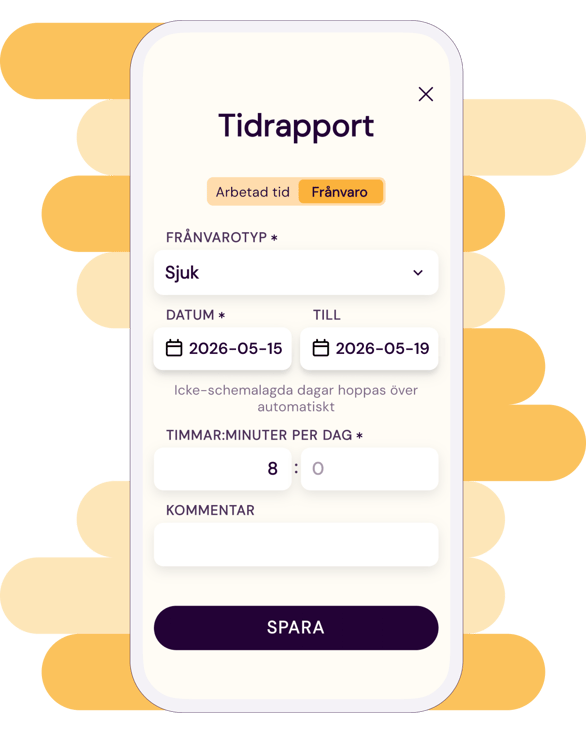 Tid och frånvaro i Kleer-appen