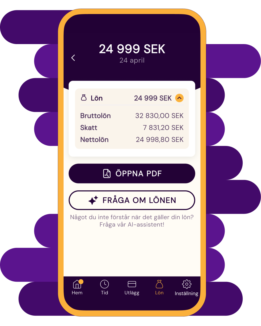 Appen visar Realtid lön