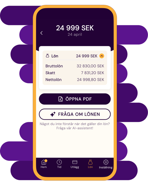 Appen visar Realtid lön